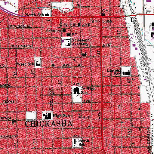 Topographic Map of Saint Lukes Episcopal Church, OK