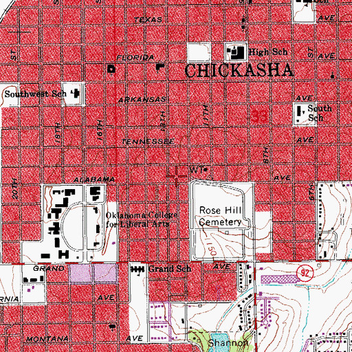 Topographic Map of United Pentecostal Church, OK