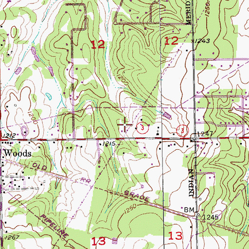 Topographic Map of Choctaw Church of God, OK