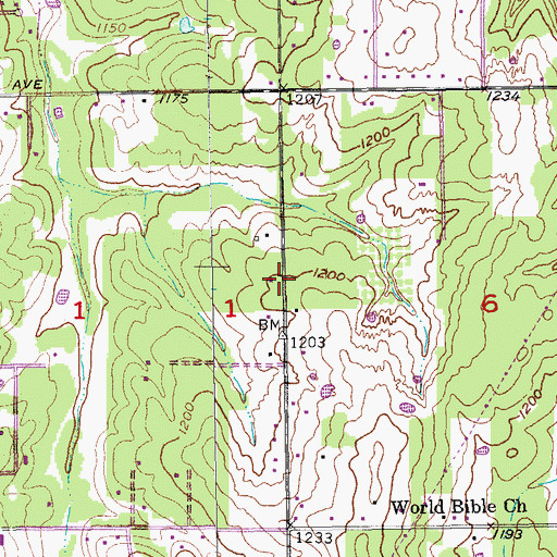 Topographic Map of Choctaw Pentecostal Holiness Church, OK