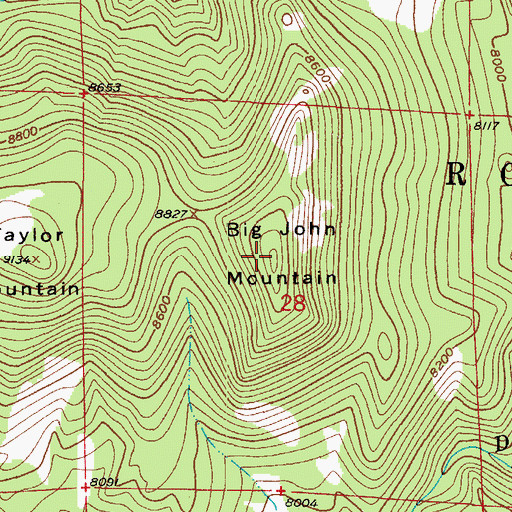 Topographic Map of Big John Mountain, CO