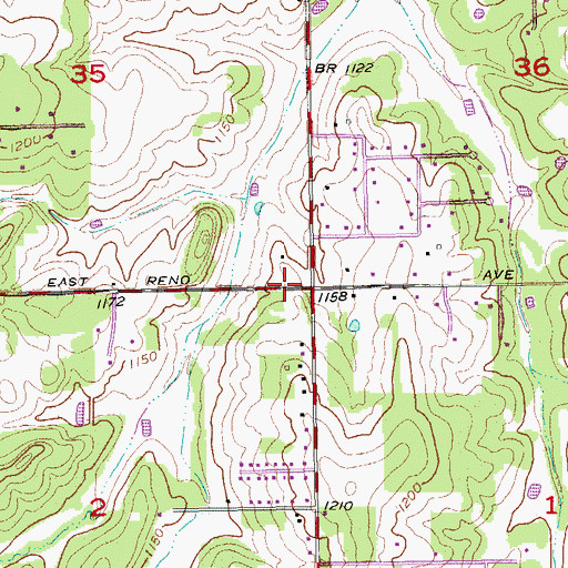 Topographic Map of Choctaw Road Baptist Church, OK