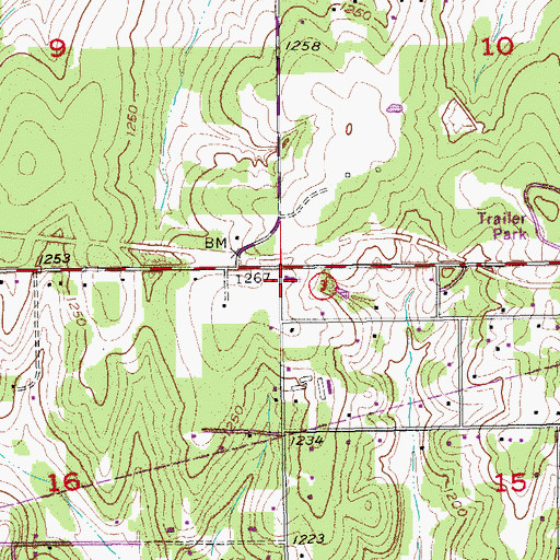Topographic Map of Eastland Hills Baptist Church, OK