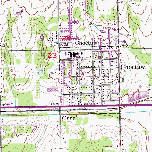 Topographic Map of First Baptist Church, OK