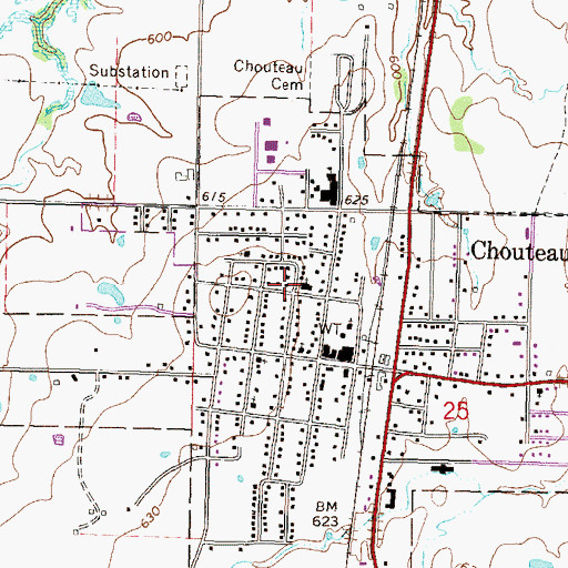 Topographic Map of First Baptist Church, OK