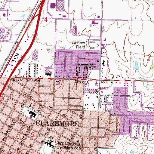 Topographic Map of Central Church of Christ, OK