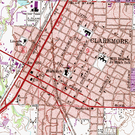 Topographic Map of Christ Presbyterian Church, OK