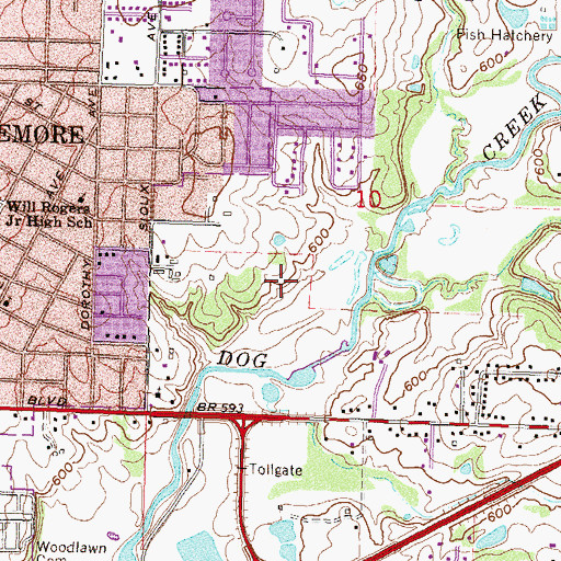 Topographic Map of First Christian Church, OK