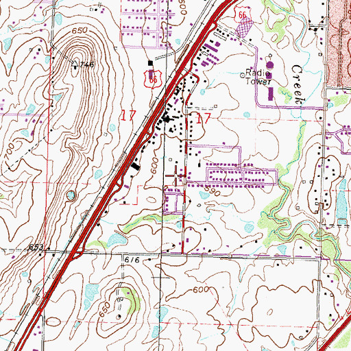 Topographic Map of Grace Baptist Church, OK