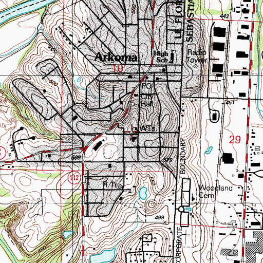 Topographic Map of Bethel Missionary Baptist Church, OK