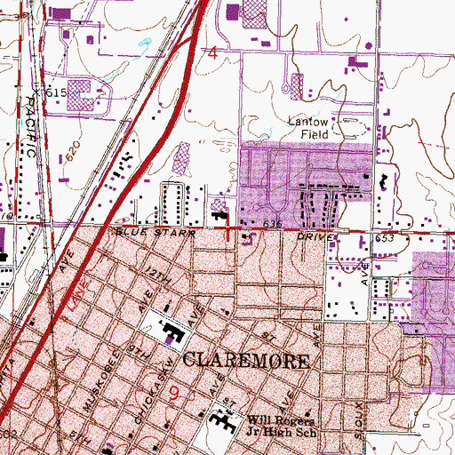 Topographic Map of Trinity Baptist Church, OK