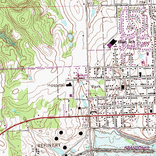 Topographic Map of Grace Baptist Church, OK