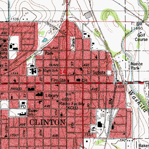 Topographic Map of Clinton Indian Baptist Church, OK
