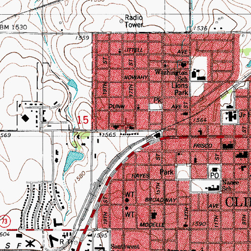 Topographic Map of Custer Avenue Baptist Church, OK