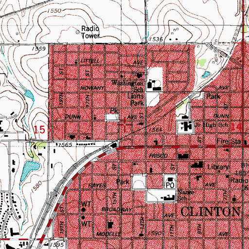 Topographic Map of First Assembly of God, OK
