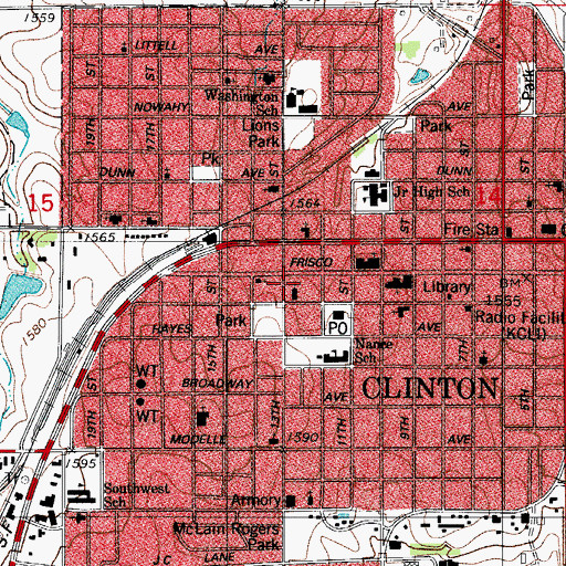 Topographic Map of First Church of God, OK