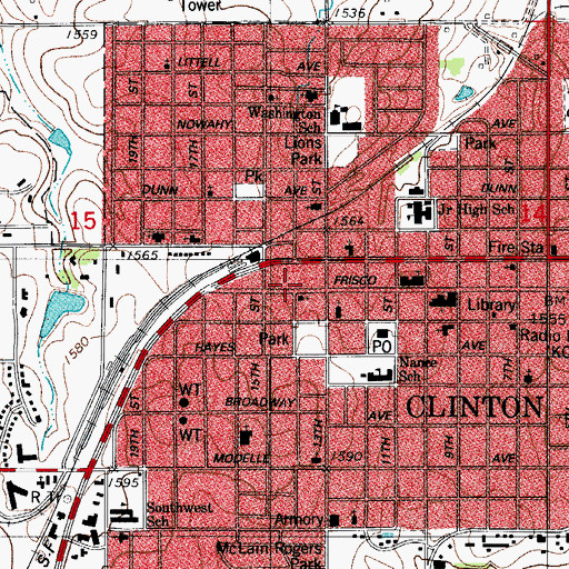 Topographic Map of Nazarene Church, OK