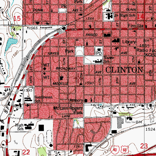 Topographic Map of Trinity Lutheran Church, OK