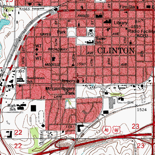 Topographic Map of Saint Marys Catholic Church, OK