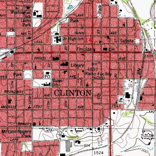 Topographic Map of Saint Pauls Episcopal Church, OK
