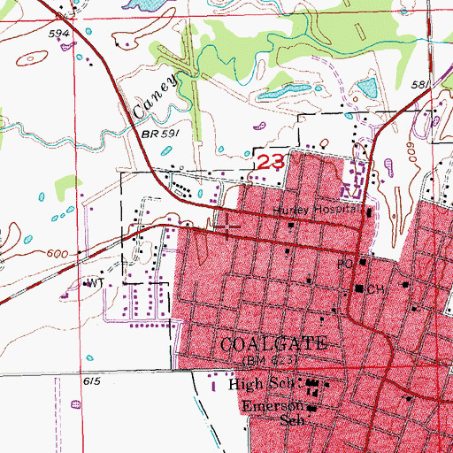 Topographic Map of Church of Christ, OK