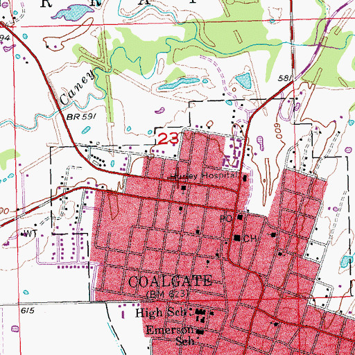 Topographic Map of Methodist Church, OK