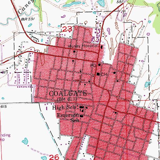 Topographic Map of Saint Peters Episcopal Church, OK