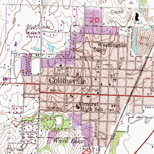Topographic Map of Collinsville Community Church, OK