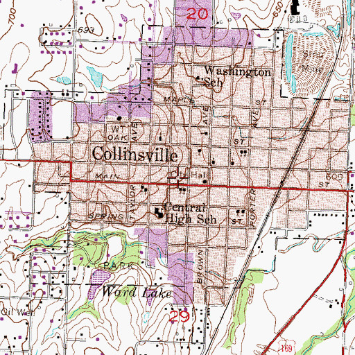 Topographic Map of First Baptist Church, OK