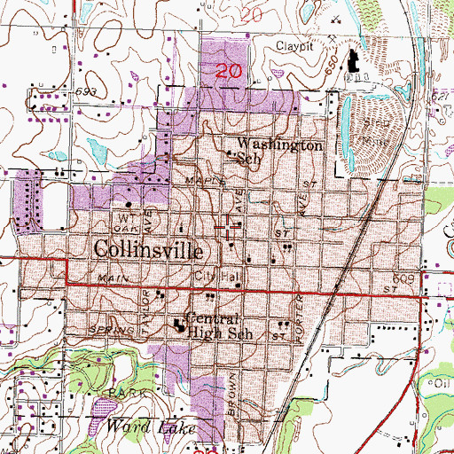 Topographic Map of First United Methodist Church, OK