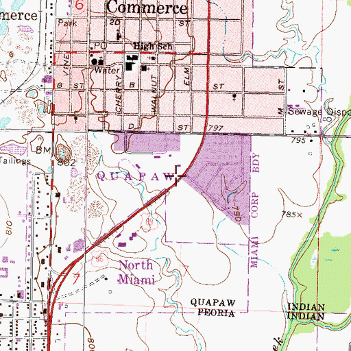 Topographic Map of Commerce Community Church, OK