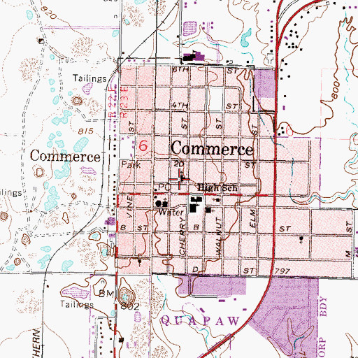 Topographic Map of First Baptist Church, OK