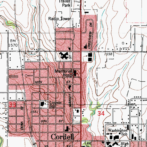 Topographic Map of Herold Mennonite Church, OK