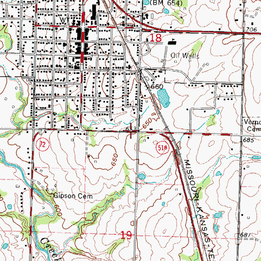 Topographic Map of Saint Vincent De Paul Church, OK