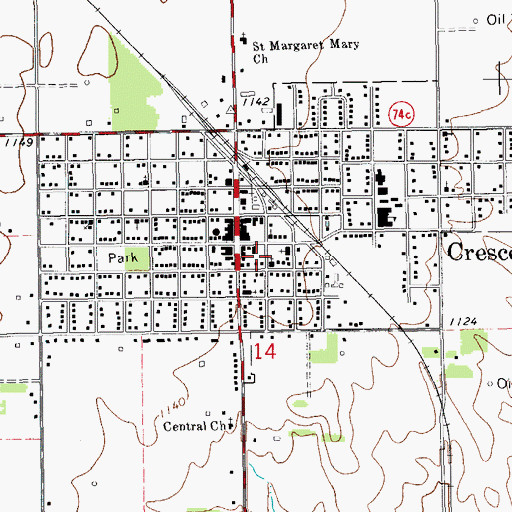 Topographic Map of First Christian Church, OK