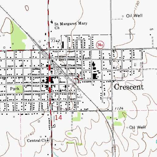 Topographic Map of Nazarene Church, OK