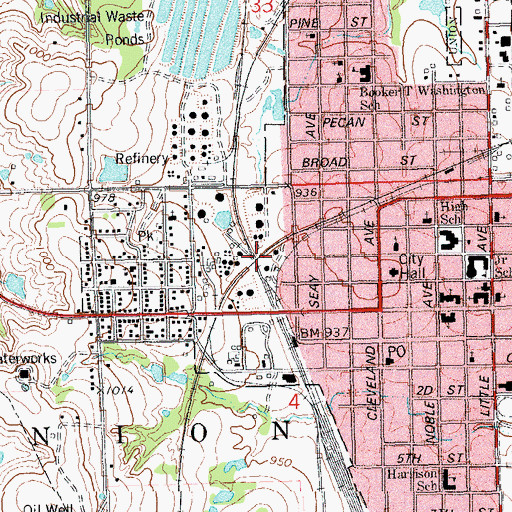 Topographic Map of Church of the Nazarence, OK