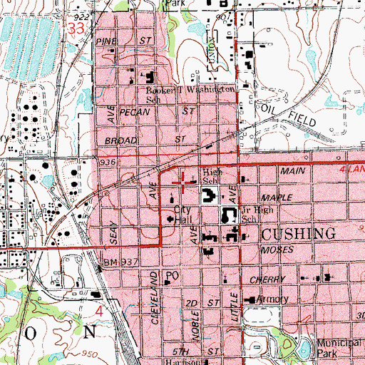 Topographic Map of First Church of God, OK