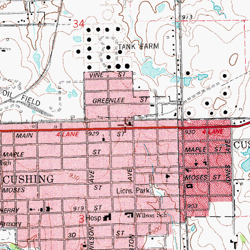 Topographic Map of First Free Will Baptist Church, OK