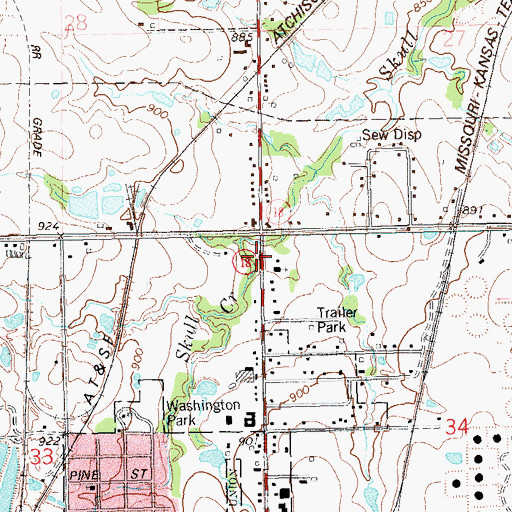 Topographic Map of Full Gospel Assembly of God, OK