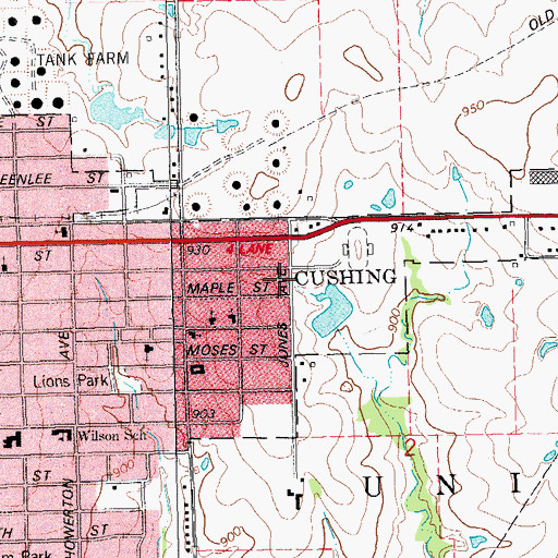 Topographic Map of Living Word Church, OK
