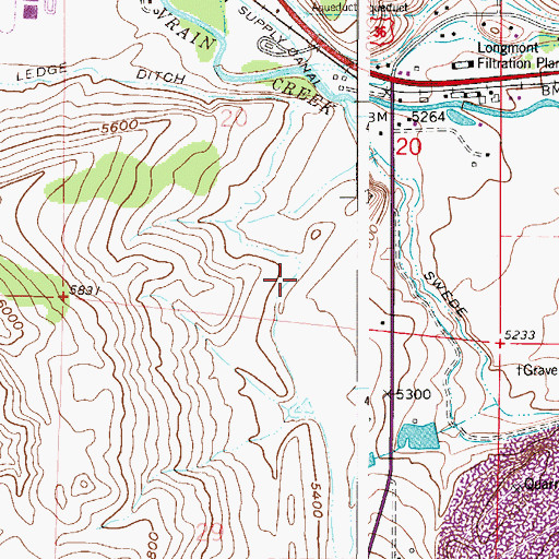 Topographic Map of South Ledge Ditch, CO