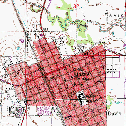 Topographic Map of Church of Christ, OK