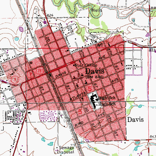 Topographic Map of First Christian Church, OK