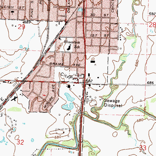 Topographic Map of New Hope Assembly of God Church, OK
