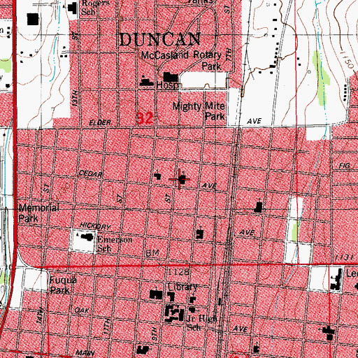 Topographic Map of All Saints Episcopal Church, OK