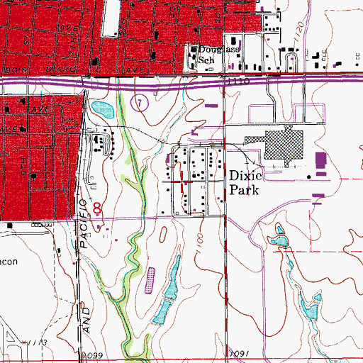 Topographic Map of Bethany Baptist Church, OK
