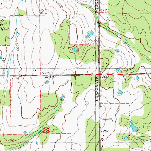 Topographic Map of Christian Center, OK