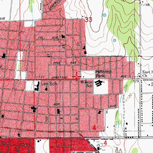 Topographic Map of Cotton Hills Christian Church, OK