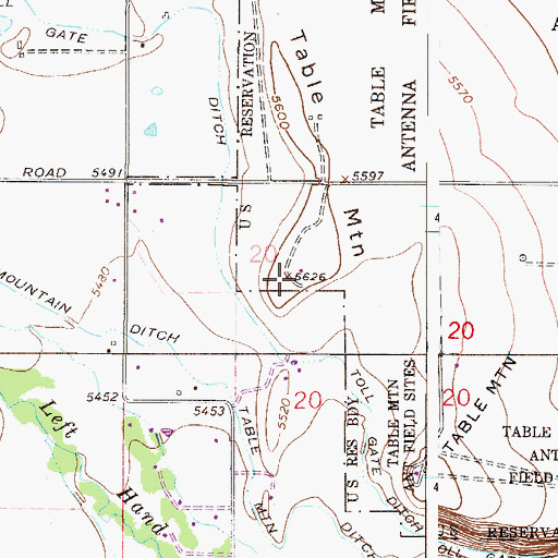 Topographic Map of Table Mountain, CO